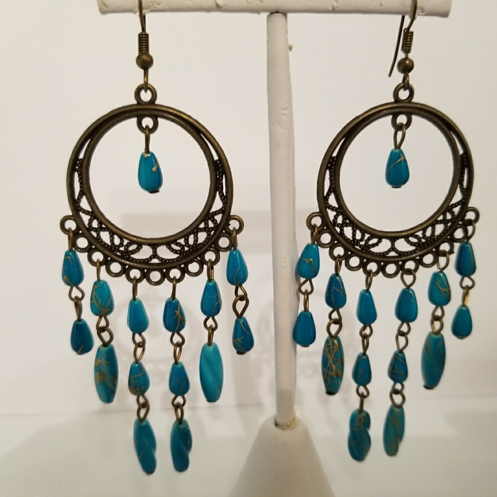 Brand new chandelier earrings,Turquoise stones